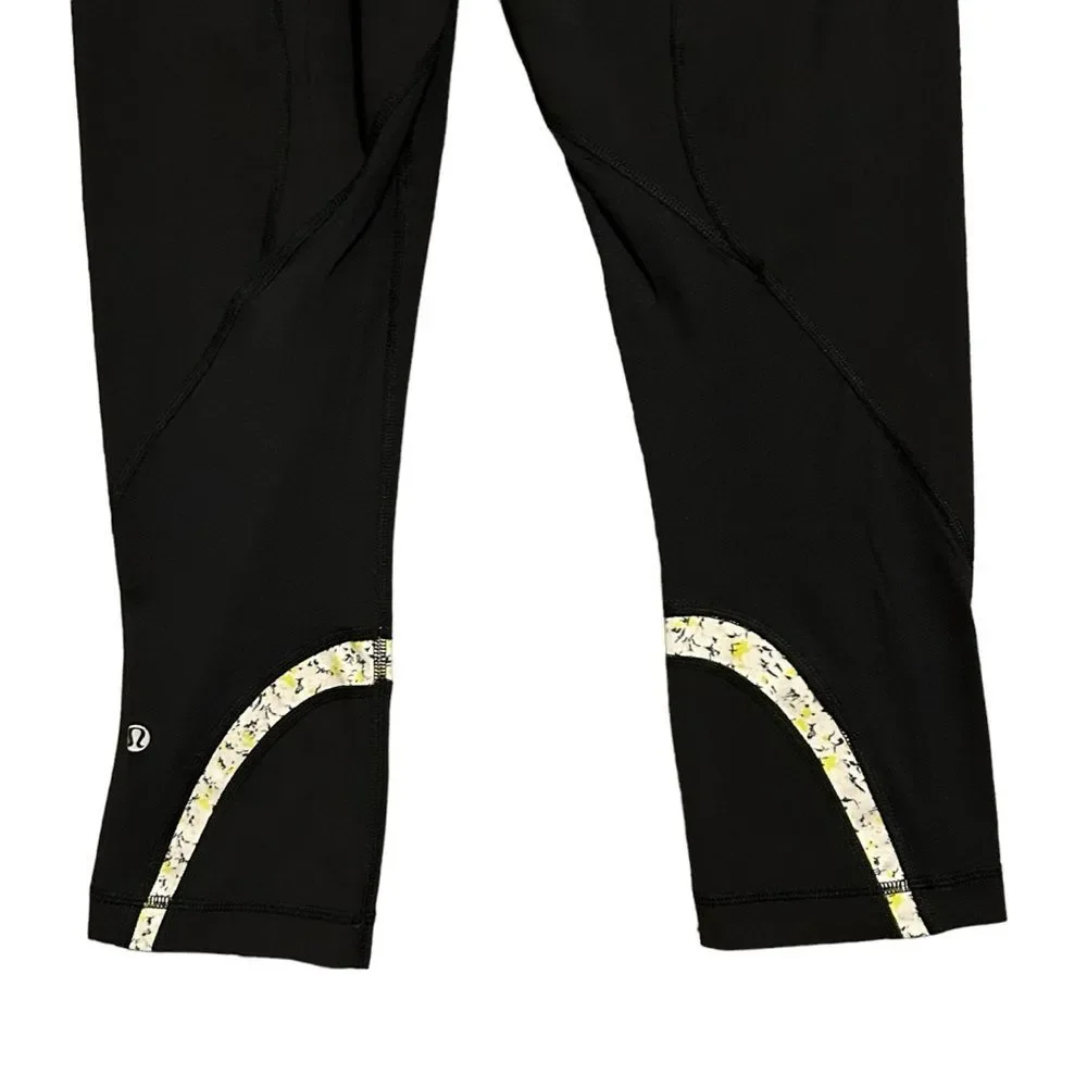 LULULEMON RUN: Inspire Crop II Black/Quilt/Fresh Fleur Neutral Blush Split Pea 8
